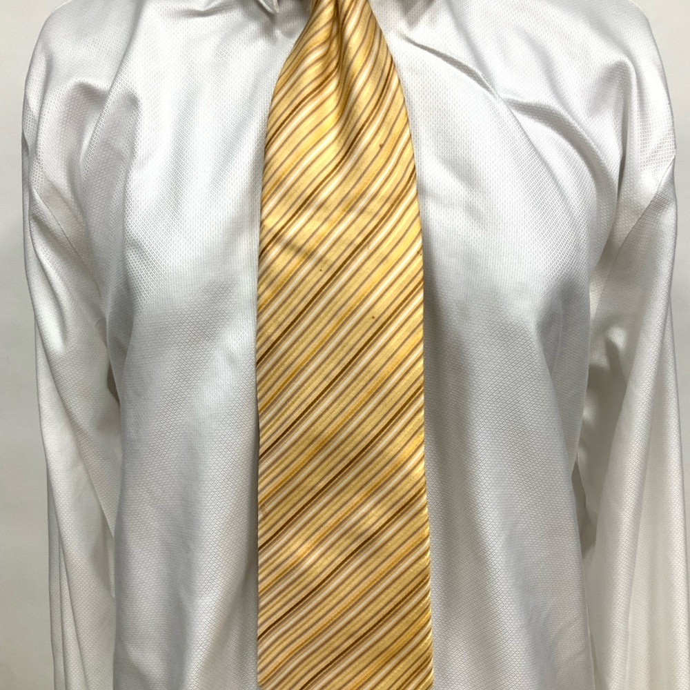 Elegant Tri-Coloured Gold Striped Tie